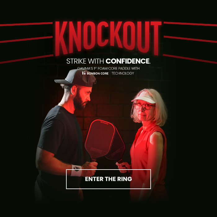 Knockout pickleball paddle. Strike with Confidence. GAMMA's 1st foam core paddle with BONBON CORE Technology
