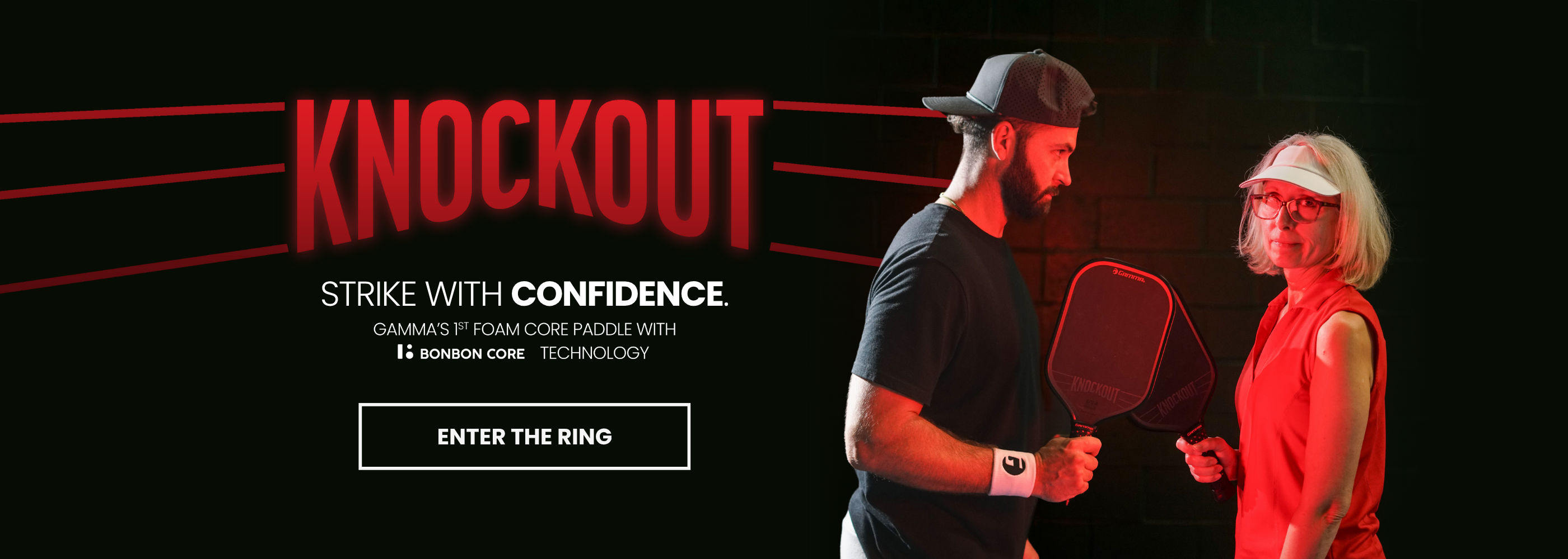 Knockout pickleball paddle. Strike with Confidence. GAMMA's 1st foam core paddle with BONBON CORE Technology 