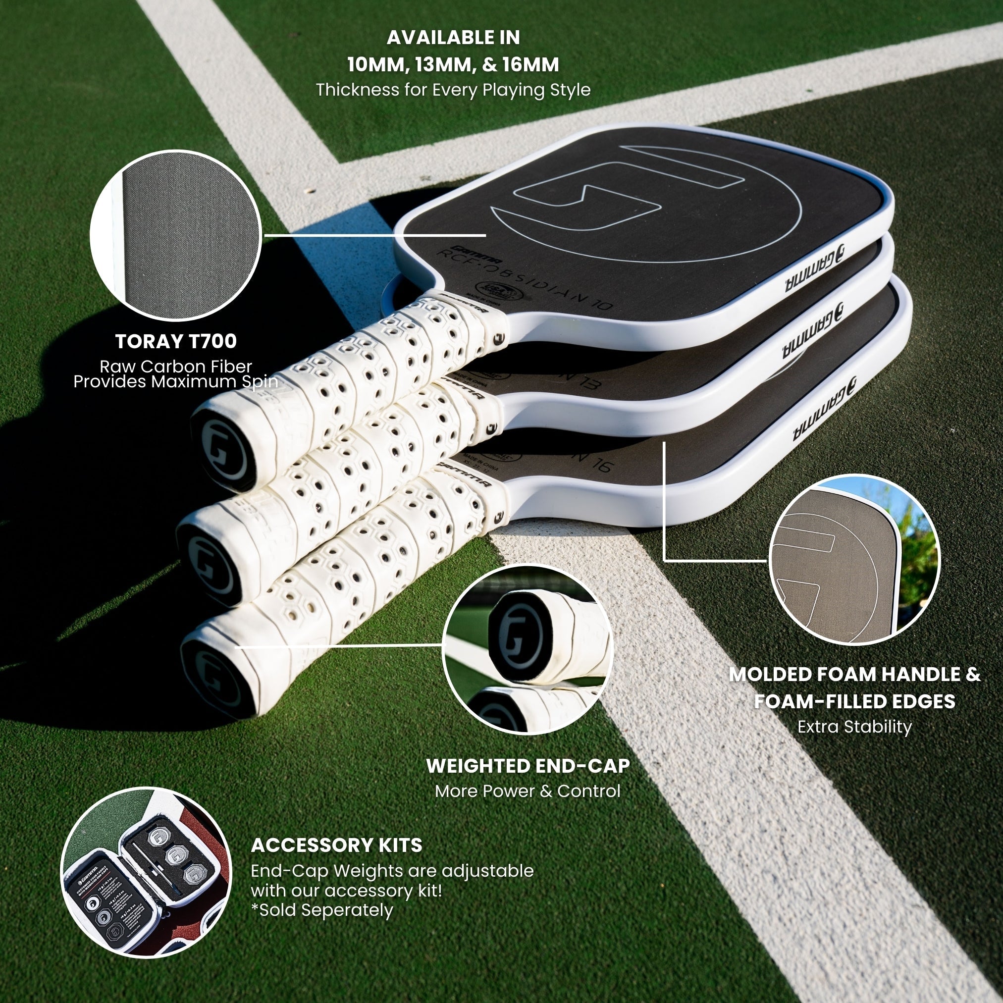 GAMMA Obsidian 10 Pickleball Paddle - GAMMA Obsidian 10 Pickleball Paddle